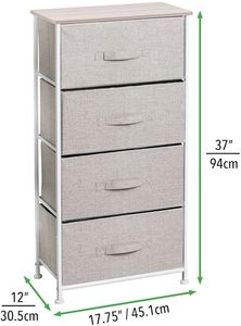 Chengjun Commode de rangement grande capacité 30*45.1*94cm en MDF avec tiroirs en tissu de lin pour salon domestique - Product Image 2