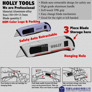 Cuchillo de Seguridad Retráctil Automático, Cuchilla de Aleación Metálica, Cuchillo Utilitario <span class=keywords><strong>con</strong></span> Retracción Automática, Cuchillo Utilitario Seguro <span class=keywords><strong>con</strong></span> Resorte - Product Image 2