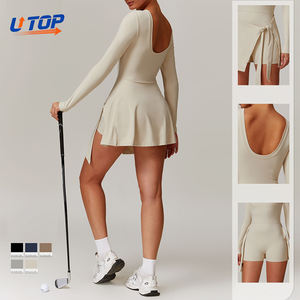 Быстросохнущие облегающие спортивные юбки для гольфа и тенниса, женское повседневное платье для бадминтона с длинным рукавом, комбинезон для спортзала и йоги, эластичный пояс в 4 направлениях - Product Image 1