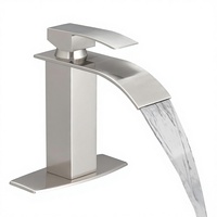 Robinet de lavabo mural en nickel brossé, mitigeur chaud/froid, robinet de salle de bain à poignée unique, résistant au ternissement, facile à installer