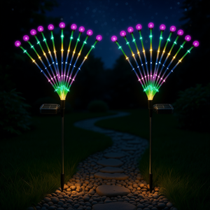 Lampe solaire colorée à lumière chaude, type luciole, étanche IP65, LED, pour aménagement paysager, allée de jardin, lumière nocturne, décoration extérieure, 2 pièces - Product Image 2