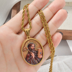 Colgante unisex de San Benito de acero inoxidable antideslustre, tipo cruz, al por mayor - Product Image 1