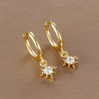 Agent de dropshipping Shopify : Boucles d'oreilles pendantes en laiton plaqué or et zircon, style romantique, best-seller