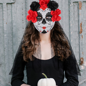 DAMAI Women Full Face Hard Plastic Day of the Dead Masks Mexico Ghost Costume Mask - Product Image 4