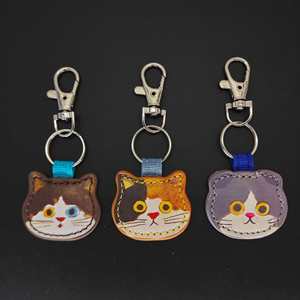 New Leather Cat Keychain Cute Animal <b>Bag</b> Pendant High Quality PU Leather Car Keychain Cat Keychain - Product Image 5