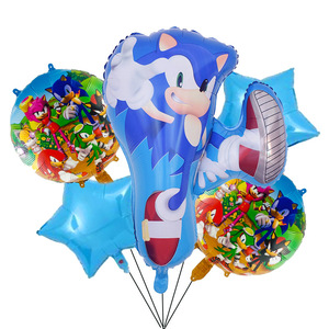 Popular Juego de 5 Globos de Aluminio con Forma de Sonic the Hedgehog de 18 Pulgadas, Decoración para Fiestas de Cumpleaños Infantiles, Globos de Helio con Diseño de Dibujos Animados - Product Image 6
