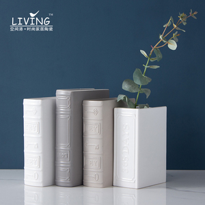 Jarrón de cerámica con forma de libro moderno, jarrón con adornos para decoración del hogar, jarrones nórdicos para decoración del hogar - Product Image 2