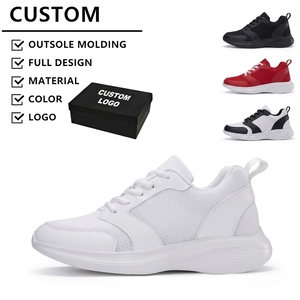 Sneakers Bianche da Uomo con Rialzo, Scarpe Basse in Mesh Traspiranti con Lacci, Leggere, Antiscivolo e Comode per Camminare - Product Image 1