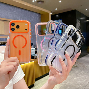 Coque de téléphone magnétique transparente antichoc à rayures ondulées pour iPhone 17 16 15 Pro Max - Product Image 2