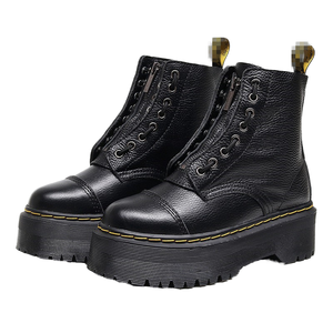 ฤดูหนาวฤดูใบไม้ร่วงแฟชั่นใหม่สไตล์ตะวันตกอังกฤษรองเท้าบูทหุ้มข้อผู้หญิงซิปด้านหน้ากันลื่นหนังแท้ส้นกลางพื้นรองเท้าแบบแพลตฟอร์ม - Product Image 1