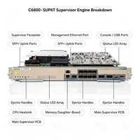 Nuevo y Original Cisco C6800-SUP6T Catalyst Serie 6800, Motor Supervisor 6T, Capacidad Máxima de 6Tbps, Soporta 880G por Ranura, Enlace de Datos por Fibra