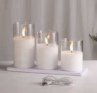 Bougie LED sans flamme en cire de paraffine 3D Mermei, rechargeable, pour la décoration de la maison