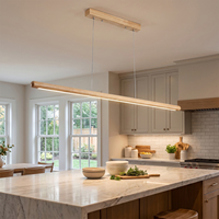 Lámparas Colgantes de Cocina de Madera de Haya, Altura Ajustable, para Isla de Cocina y Sala de Estar, 120 cm, Iluminación LED Personalizada para Bar