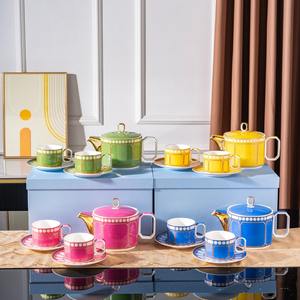 Juego de Té de 5 Piezas de Estilo Europeo de Lujo, Juego de Herramientas de Café de Cerámica Más Vendido con Platillo de Porcelana y Batidor de Bambú para Uso Doméstico - Product Image 2