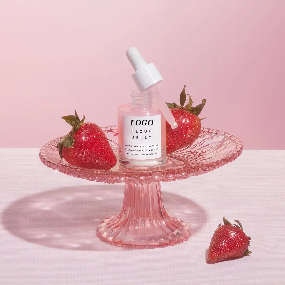 Private Label Truly Natural Clean Beauty Plumping Hydration Serum Collagen Rose Cloud Jelly Pink Vegan Dark Spot Serum