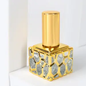 Arabische Parfum Fles Goud Gekleurd 10Ml 12Ml Parfum Spray Flessen Rechthoek Vierkant Glas Lege Kleine Fles Voor Parfum Olie
