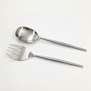 Ensemble de service à salade avec manche en acier inoxydable fait main ensemble de service à salade en métal en acier inoxydable grande cuillère et ensemble de serveur - Product Image 1