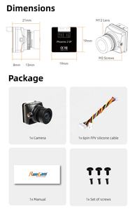 Caméra RunCam Phoenix 2 SPV4 DC 5-36V, format d'écran 4:3/16:9, 7,5g, 19*19*21mm, vision nocturne, moule privé, Guangdong, Chine - Product Image 6