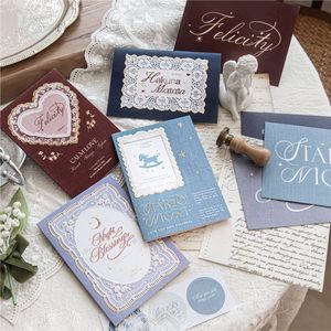 Ensemble de cartes de vœux et d'enveloppes en papier kraft blanc avec impression typographique dorée, série Lace Verse, Bénédiction sophistiquée - Product Image 2