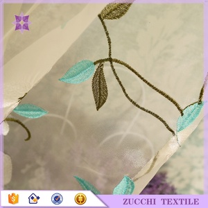 Polyester Room Divider <strong>Voile</strong> Embroidered Sheer Curtain <strong>Window</strong> Embroidery Sheer - Product Image 3