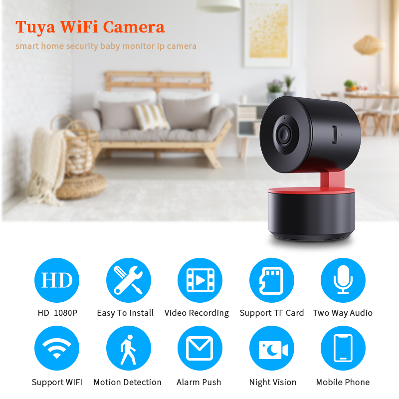 Indoor 1080p Tuya Smart Camera Wifi Mobile Tracking Baby Monitor Security Camera