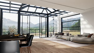 Solário de alumínio para jardim de inverno, <span class=keywords><strong>design</strong></span> francês moderno, pequeno, 4 estações, com porta dobrável, para quintal ao ar livre, ideal para jardim - Product Image 5