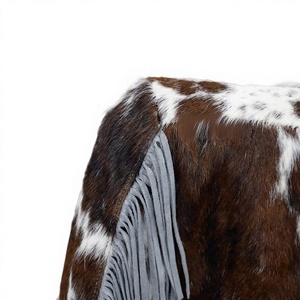 Genuine Cowhide <b>Leather</b> Winter Jacket <b>with</b> Fringes Western Style Brown and White <b>Fur</b> Biker <b>Coat</b> Handmade Women's <b>Fur</b> <b>Coat</b> - Product Image 3