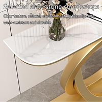 Table console étroite décorative en fer moderne avec plateau en dalle de roche 100CM-A, meuble de salon pour entrée et couloir de villa