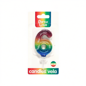 Vela de Cumpleaños con Número 6 Multicolor de 6 cm para Decoración de Fiestas - Product Image 3