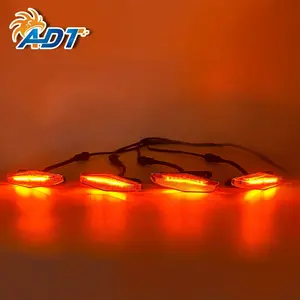 도요타 4 러너 용 와이어가있는 ADT 훈제 렌즈 앰버 4 PCS 8 Leds 외부 자동차 앞 범퍼 LED 그릴 조명