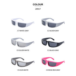 Lunettes de soleil irrégulières Partagas, monture intégrale, verres PC, blanc canon, rose rouge, gris argenté, pour hommes et femmes, idéales pour le cyclisme et la randonnée en extérieur - Product Image 5