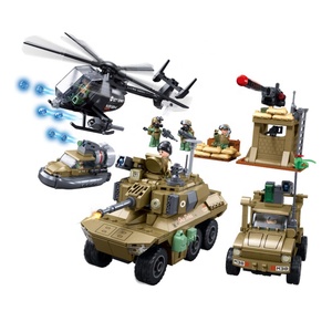 Scène de guerre moderne - Opération offensive conjointe - Véhicule blindé - Hélicoptère - Bunker - Modèle en blocs de construction en plastique ABS - Jouet pour garçon - Product Image 1