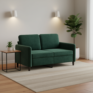 Sofá de 2 Plazas en Terciopelo Verde Oscuro, 100% Poliéster, Muebles Modernos para Sala de Estar - Product Image 2