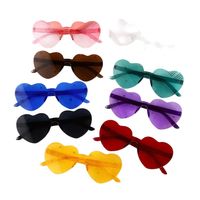 Lunettes de soleil en forme de cœur, lunettes de soleil colorées à la mode pour les fêtes, accessoires de photographie, lunettes de soleil mignonnes en forme de cœur de pêche