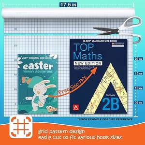 Rouleau de papier contact transparent pour livres et artisanat, 17,5 po x 10 pi, adhésif pelable et repositionnable, protège-<span class=keywords><strong>livre</strong></span> en plastique - Product Image 5