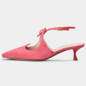 Zapatos de tacón de diseño con cordones, parte superior de cuero de ante, punta afilada, últimos modelos de tacones para damas, zapatos de mujer. - Product Image 2