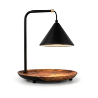 Lampe de table moderne en noyer noir, lumière ambiante LED, abat-jour conique, décoration de chambre à coucher