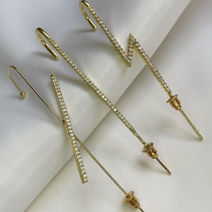 Nouvelle oreille aiguille Wrap chenille crochet boucles d'oreilles pour femmes Surround oreillette diagonale goujon laiton incrusté Zircon Piercing boucles d'oreilles - Product Image 3