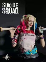 Statue grandeur nature en résine de fibre de verre du Joker et Harley Quinn de Suicide Squad, peinte à la main, pour collectionneur de personnages de films.