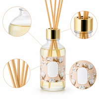 MZJF Diffuseur cylindrique 100 ml avec bâtonnets en bois naturel et collier doré pour parfum d'ambiance, durée de vie 1 mois