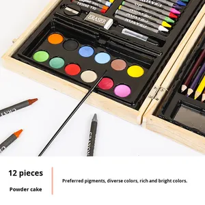 Juego de Pintura de Acuarela y Crayones al por Mayor, 68 Piezas, Materiales de Arte para Niños, Pincel, Óleo, Pastel, Rotulador de Colores, Caja de Regalo de Madera - Product Image 3
