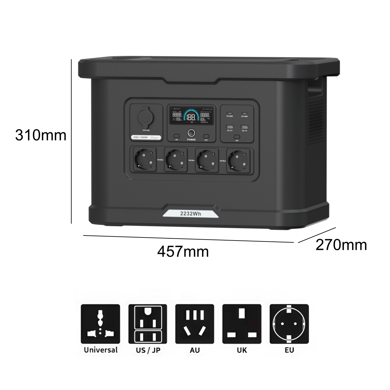 Portable Power Station 2400W 2232Wh Solar Generator LiFePO4 Battery Power Station Pure Sine Wave Outdoor Home Battery Backup · image 4
