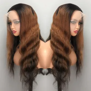 Xuchang Raw Hair Supplier Pre Colored Ombre Balayage Highlight Body Wave Lace Front Human Hair Wigs For Black Women