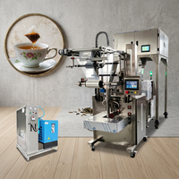Machine d'emballage de sachets de thé triangulaires en nylon de haute qualité, à commande PLC automatique, avec scellage ultrasonique, ficelle et étiquette