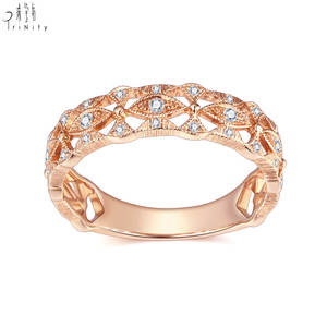 Dernier modèle de bague de fiançailles de luxe en or rose massif 18 carats et véritable diamant naturel pour femme de style vintage - Product Image 3
