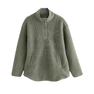 Sudadera de Mujer con Cuello Alto, Tejido de Sherpa, Transpirable, Estilo Urbano, con Logotipo Frontal en Tela Afelpada y Mangas Largas - Product Image 1