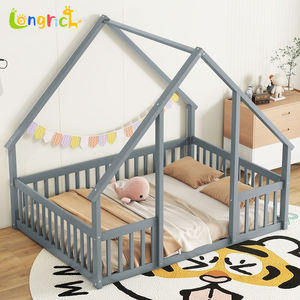 Lit pour enfants en bois de pin naturel forme de maison Montessori chambre à coucher lit pour <span class=keywords><strong>b</strong></span>é<span class=keywords><strong>b</strong></span>é espace de sommeil sûr pour tout-petit à l'école Villa - Product Image 3