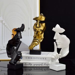 Silence Is Gold Statue Decoration Resin Sculpture Art Crafts Ornaments Home Office Desktop Decor Accessories - Product Image 1