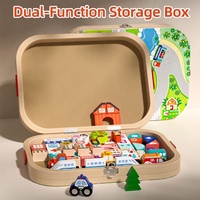 Jouets de construction unisexes pour enfants 1:8, 57 pièces, blocs de construction en bois DIY, piste urbaine, forme de ville, jeu éducatif d'empilage, cadeau