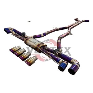 Système d'échappement Vortex Titanium Valvetronic compatible avec F95 X5M F96 X6M 4.4T S63 Performance Racing Catback Muffler System Purple Pie-cut - Product Image 4
